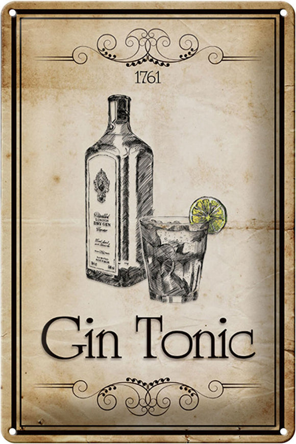 Gin Tonic 1761 - Retro Vintage – Metallschild – 20x30cm