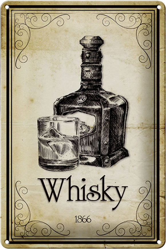 Whisky 1866 - Retro Vintage – Metallschild - 20×30 cm