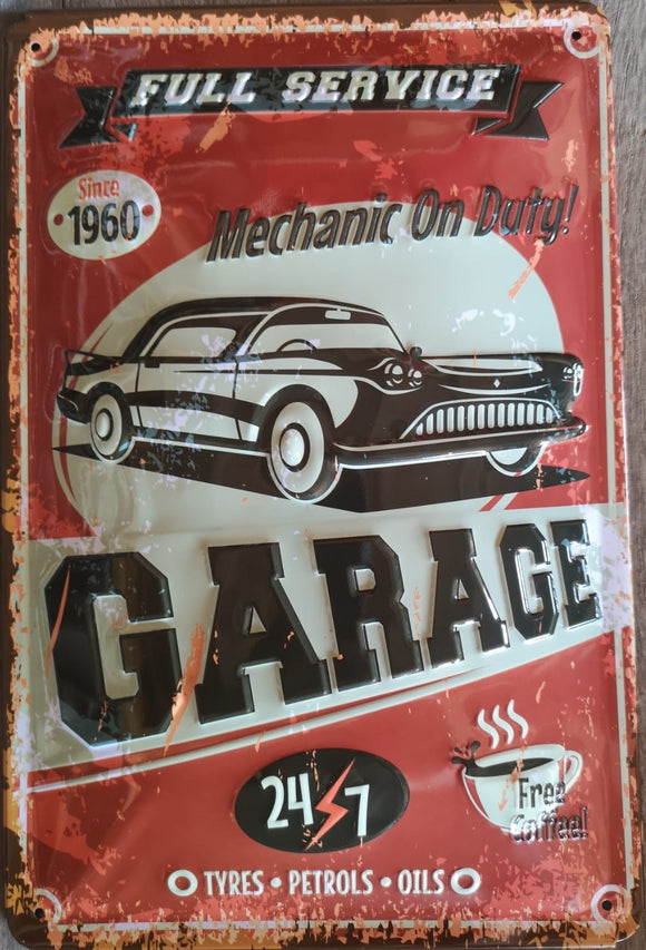 Garage Full Service Mechanic - Metallschild  20x30cm