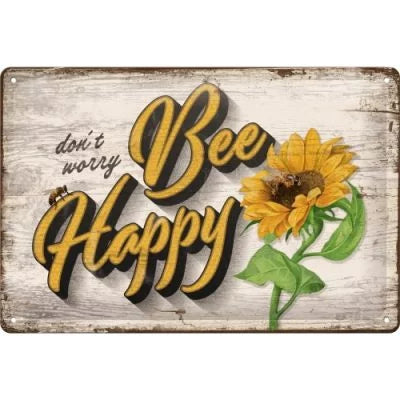 Don't Worry Bee Happy – Metallschild – 20×30 cm