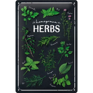 Homegrown Herbs Heimische Gewürze – Metallschild – 20×30 cm