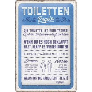 Toiletten Regeln Metallschild 20x30cm