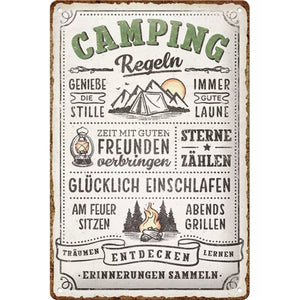 Camping Regeln – Metallschild – 20x30 cm