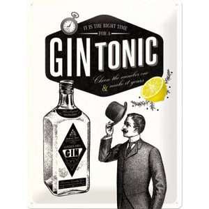Gin Tonic schwarz-weiß – Metallschild 30 x 40 cm