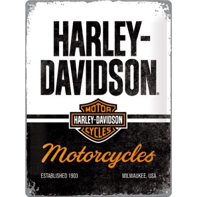 Harley Davidson – Motorcycles schwarz-weiß– Metallschild 30 x 40 cm