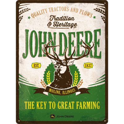 John Deere – The Key to great Farming – Metallschild 30 x 40 cm