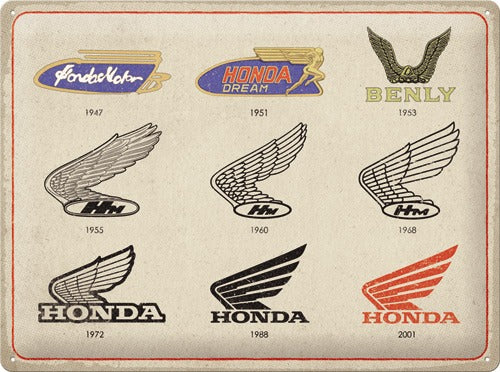 Honda Motorcycles – Logo Evolution – Metallschild – 30x40cm