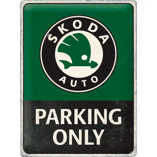 Skoda Parking Only - Metallschild - 30x40 cm