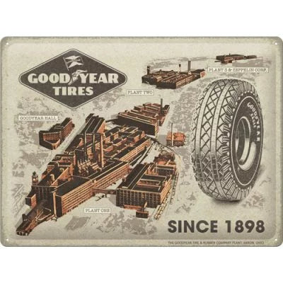 Goodyear – Factories since 1898 – Metallschild – 30×40 cm