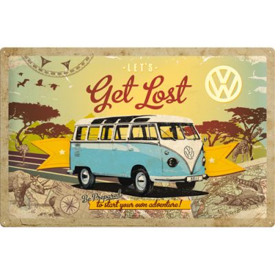 Volkswagen - VW Bulli T1 - Lets get lost - XL Metallschild - 40x60cm