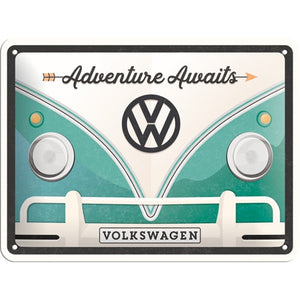Volkswagen – VW Bulli T1 – Adventure Awaits – Metallschild – 15x20cm