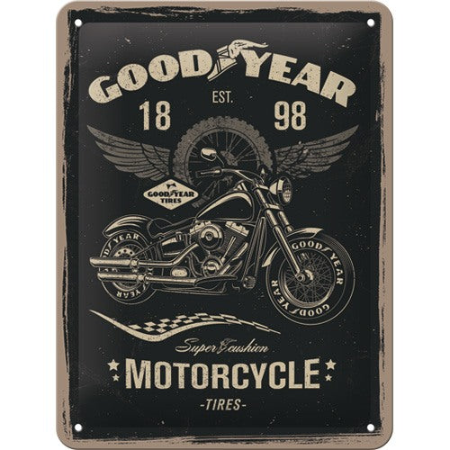 Goodyear Motorcycle – Est. 1898 – Metallschild – 15x20 cm