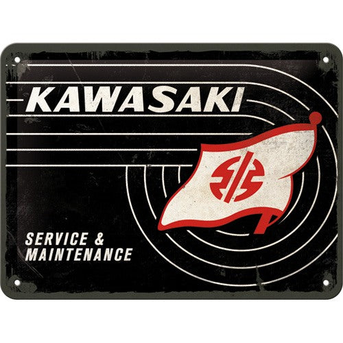 Kawasaki – Service and Maintenance – Metallschild – 15x20cm