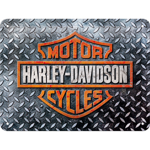 Harley Davidson – Diamond Plate Logo – Metallschild – 15x20 cm
