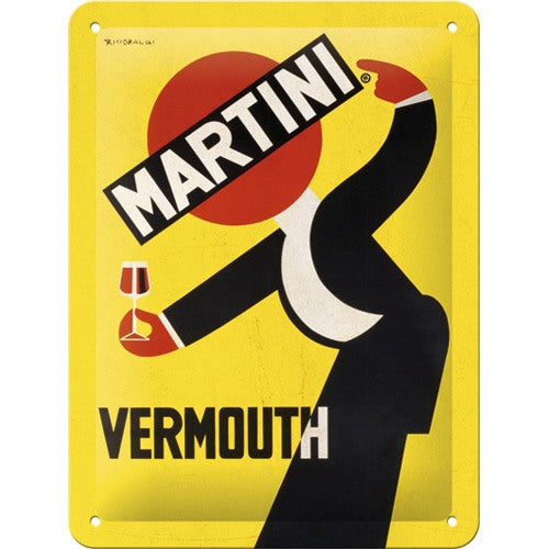 Martini – Vermouth Waiter Yellow – Metallschild - 15x20 cm