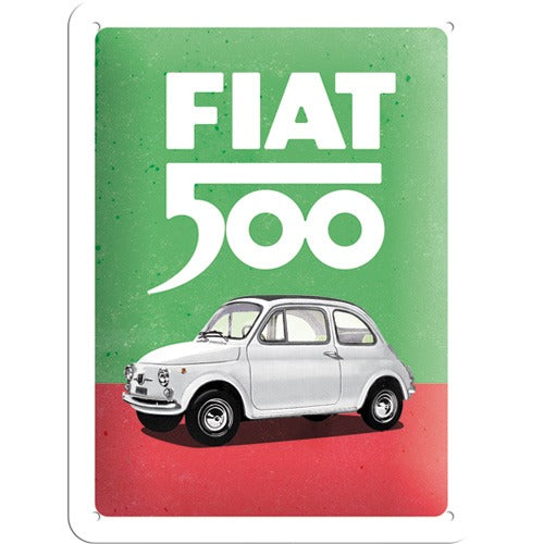 Fiat 500 – Italian Colours – Metallschild – 15x20cm