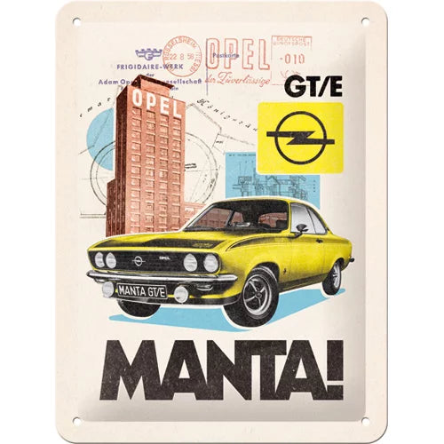 Opel Manta GT/E – Metallschild – 15x20 cm