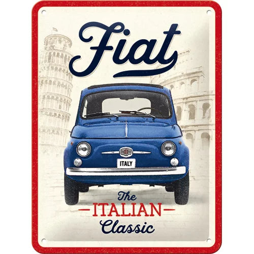 Fiat 500 Cinquecento – The Italian Classic – Metallschild – 15x20 cm