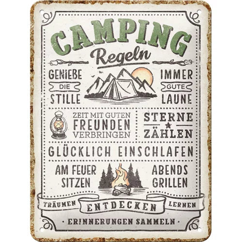 Camping Regeln – Metallschild – 15x20 cm