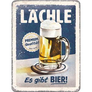 Lächle – es gibt Bier – Metallschild – 15x20 cm