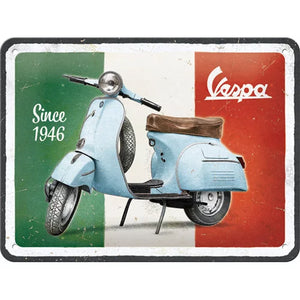 Vespa blau since 1946 – Metallschild 15 x 20 cm
