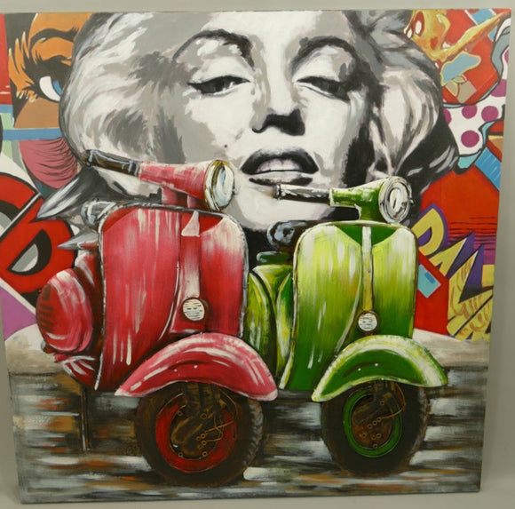 Vespa Scooter Marilyn – Metallschild – ca.100x100x3cm