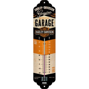 Harley Davidson Garage schwarz - orange  – Thermometer – 28×6,5cm