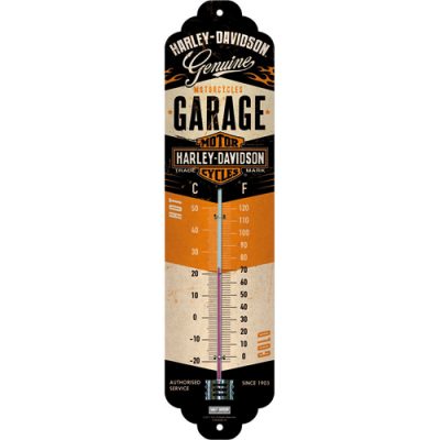 Harley Davidson Garage schwarz - orange  – Thermometer – 28×6,5cm