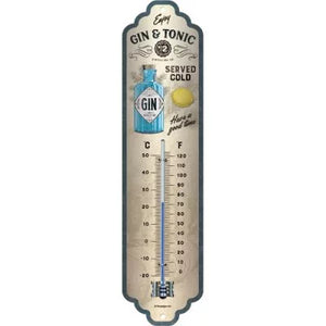 Gin & Tonic – Served Cold Kalt serviert blau beige – Thermometer – 28×6,5cm