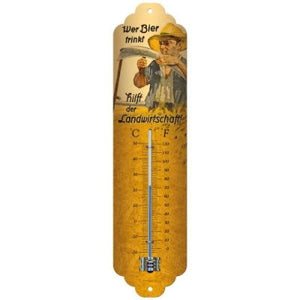 Wer Bier trinkt hilft der Landwirtschaft – Thermometer – 28×6,5cm