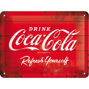 Coca Cola – Refresh Yourself Erfrische Dich Rot– Metallschild – 15x20cm