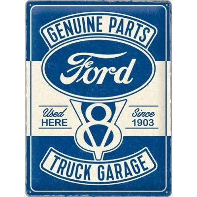 Ford V8 – Genuine Parts – Truck Garage – Metallschild - 30x40cm