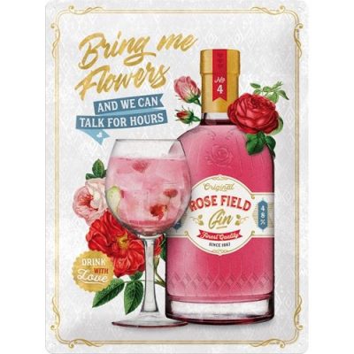 Pink Gin Flowers – Metallschild 30 x 40 cm
