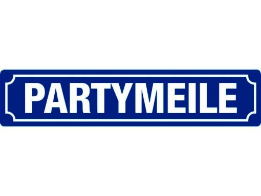 Partymeile – Strassenschild – Metallschild - 46×10 cm