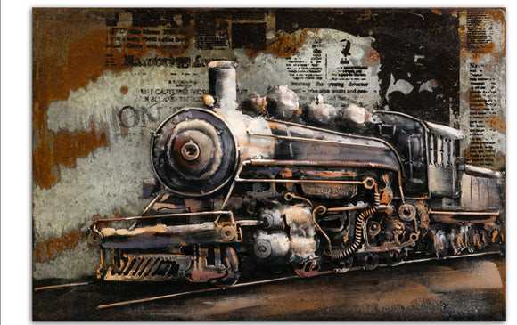 Dampflokomotive Lokomotive Zug – Metallschild – ca. 60x40x3cm