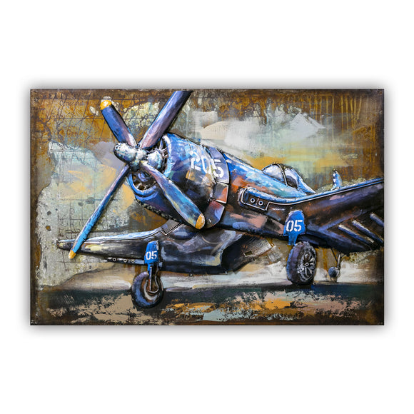 Kunstflieger Flugzeug Jagdflugzeug – Metallschild – ca.120x80x3cm