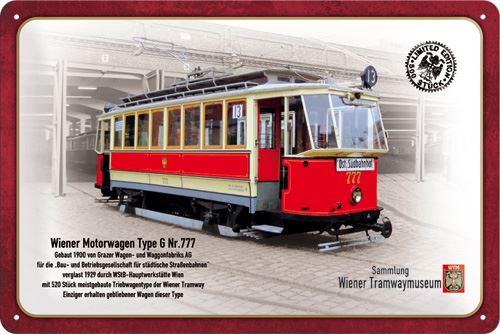 Strassenbahn Wiener Motorwagen Type G Nr. 777 – Metallschild – 20x30cm