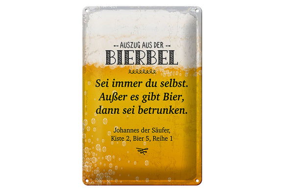 Auszug aus der Bierbel - Bier Bibel – Metallschild – 20x30cm