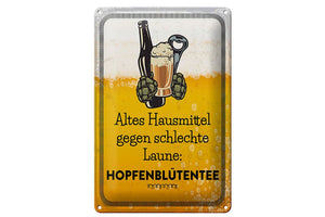 Altes Hausmittel - Hopfenblütentee Bier – Metallschild – 20x30cm