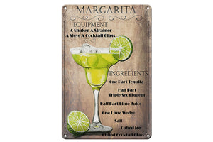 Margarita Cocktail Rezept – Metallschild – 20x30cm