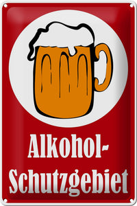 Alkohol Schutzgebiet - Bier – Metallschild – 20x30cm