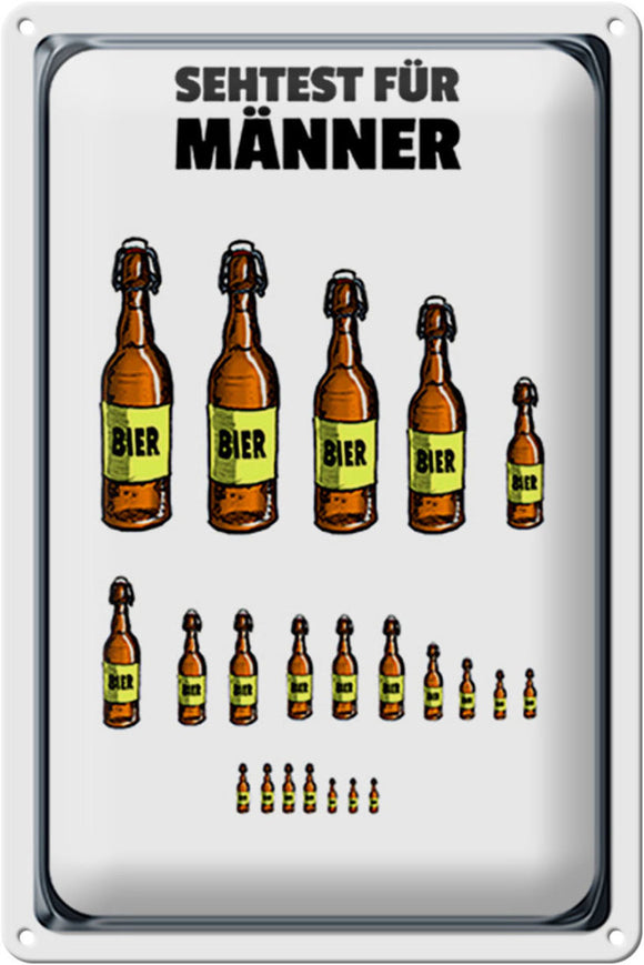 Sehtest für Männer - Bier – Metallschild – 20x30cm