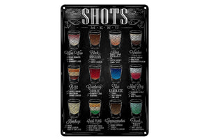 Shots Menu- Cocktails Retro – Metallschild – 20x30cm