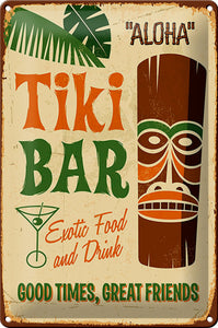 Tiki Bar Aloha Exotic Cocktails Retro – Metallschild – 20x30cm