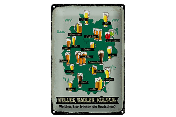 Welches Bier trinken die Deutschen Karte – Metallschild – 20x30cm