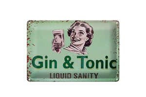 Gin & Tonic - Liquid Sanity – Metallschild – 20x30cm