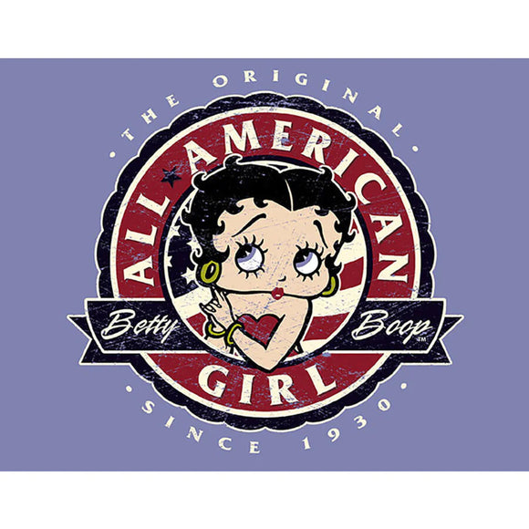 Betty Boop - All American Lila Pin-Up – Metallschild 30×40 cm