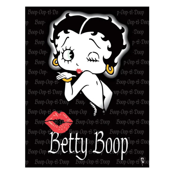 Betty Boop - Kiss Schwarz Pin-Up – Metallschild 30×40 cm