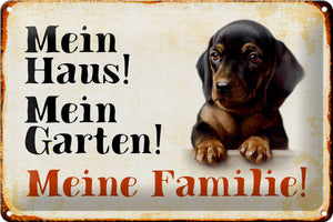 Dackel - Mein Haus mein Garten meine Familie - Metallschild – 20x30cm