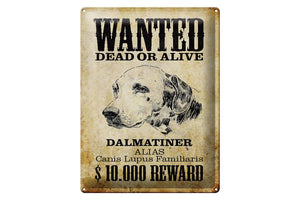 Dalmatiner - Wanted Dead or Alive – Metallschild – 30x40cm